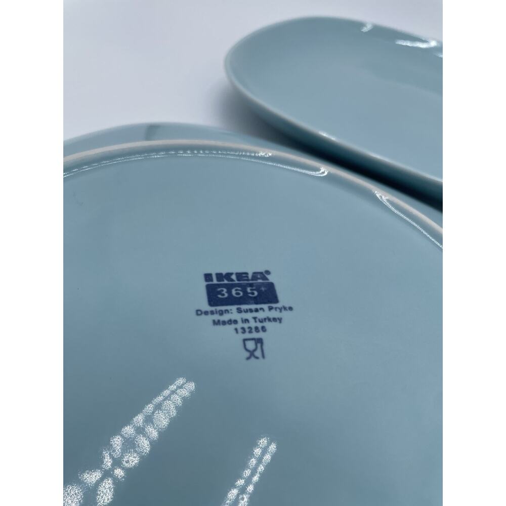 Set of 2 IKEA 365+ SUSAN PRYKE TURQUOISE BLUE SQUARE 9 3/4" DINNER PLATES - Picture 4 of 7
